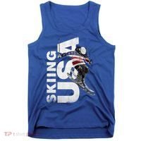 Skiing Usa Support The Team Cool Gift Usa Flag Ski Funny Gift Tank Top thumb 0