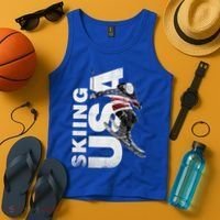 Skiing Usa Support The Team Cool Gift Usa Flag Ski Funny Gift Tank Top thumb 4