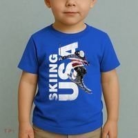 Skiing Usa Support The Team Cool Gift Usa Flag Ski Funny Gift Toddler T-Shirt thumb 2