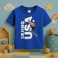 Skiing Usa Support The Team Cool Gift Usa Flag Ski Funny Gift Toddler T-Shirt thumb 3