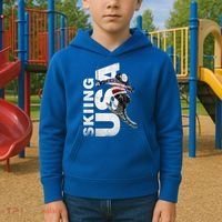 Skiing Usa Support The Team Cool Gift Usa Flag Ski Funny Gift Kids Hoodie thumb 2