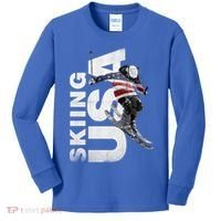 Skiing Usa Support The Team Cool Gift Usa Flag Ski Funny Gift Kids Long Sleeve Shirt thumb 0