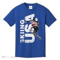 Skiing Usa Support The Team Cool Gift Usa Flag Ski Funny Gift Kids T-Shirt thumb 0