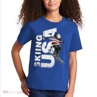 Skiing Usa Support The Team Cool Gift Usa Flag Ski Funny Gift Kids T-Shirt thumb 2