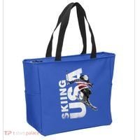 Skiing Usa Support The Team Cool Gift Usa Flag Ski Funny Gift Tote Bag thumb 2