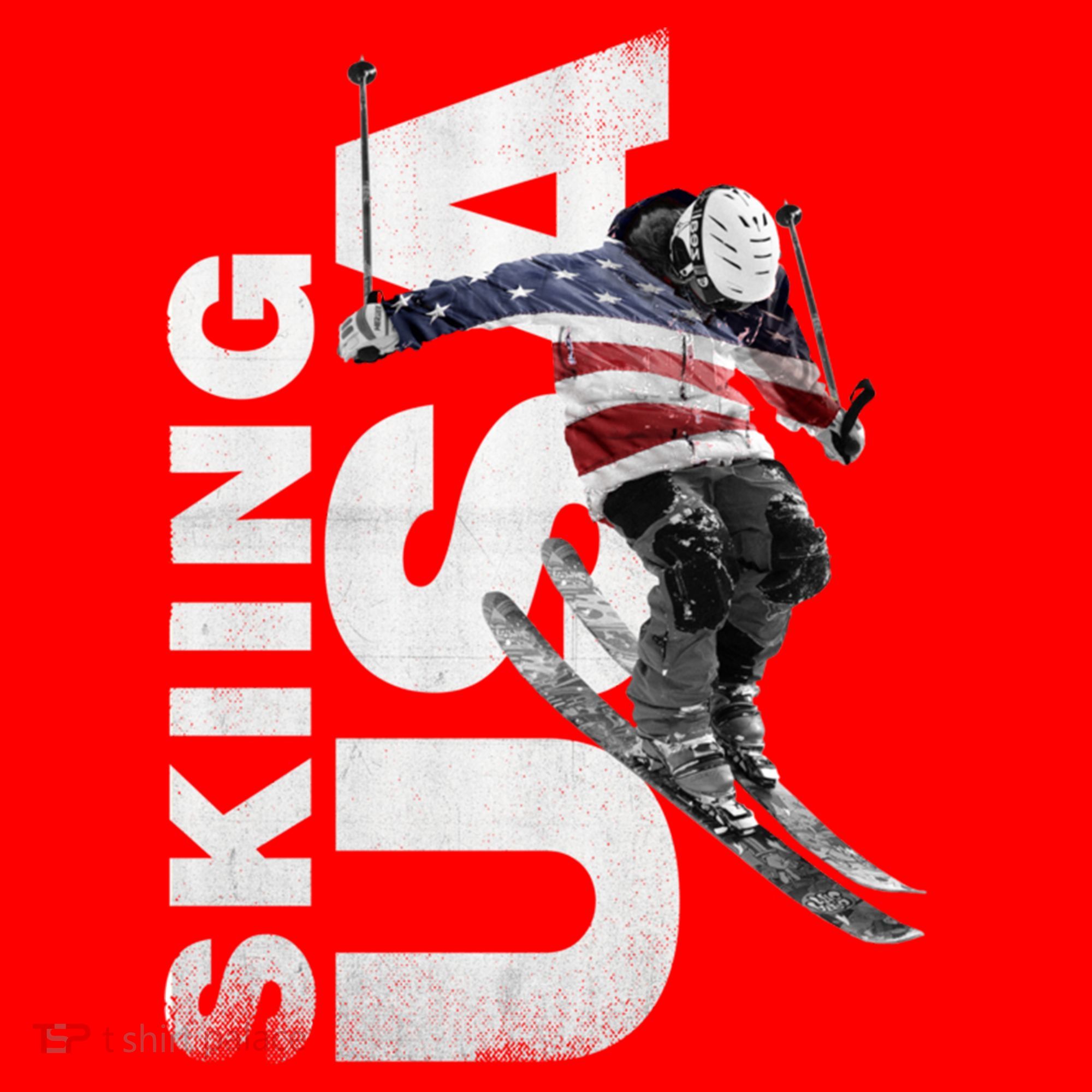Skiing Usa Support The Team Cool Gift Usa Flag Ski Funny Gift Santa Hat