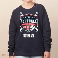 Softball USA Support the Team Shirt USA Flag Women's Sweatshirt thumb 0