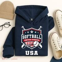 Softball USA Support the Team Shirt USA Flag Hoodie thumb 4