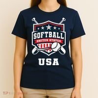 Softball USA Support the Team Shirt USA Flag T-Shirt thumb 4