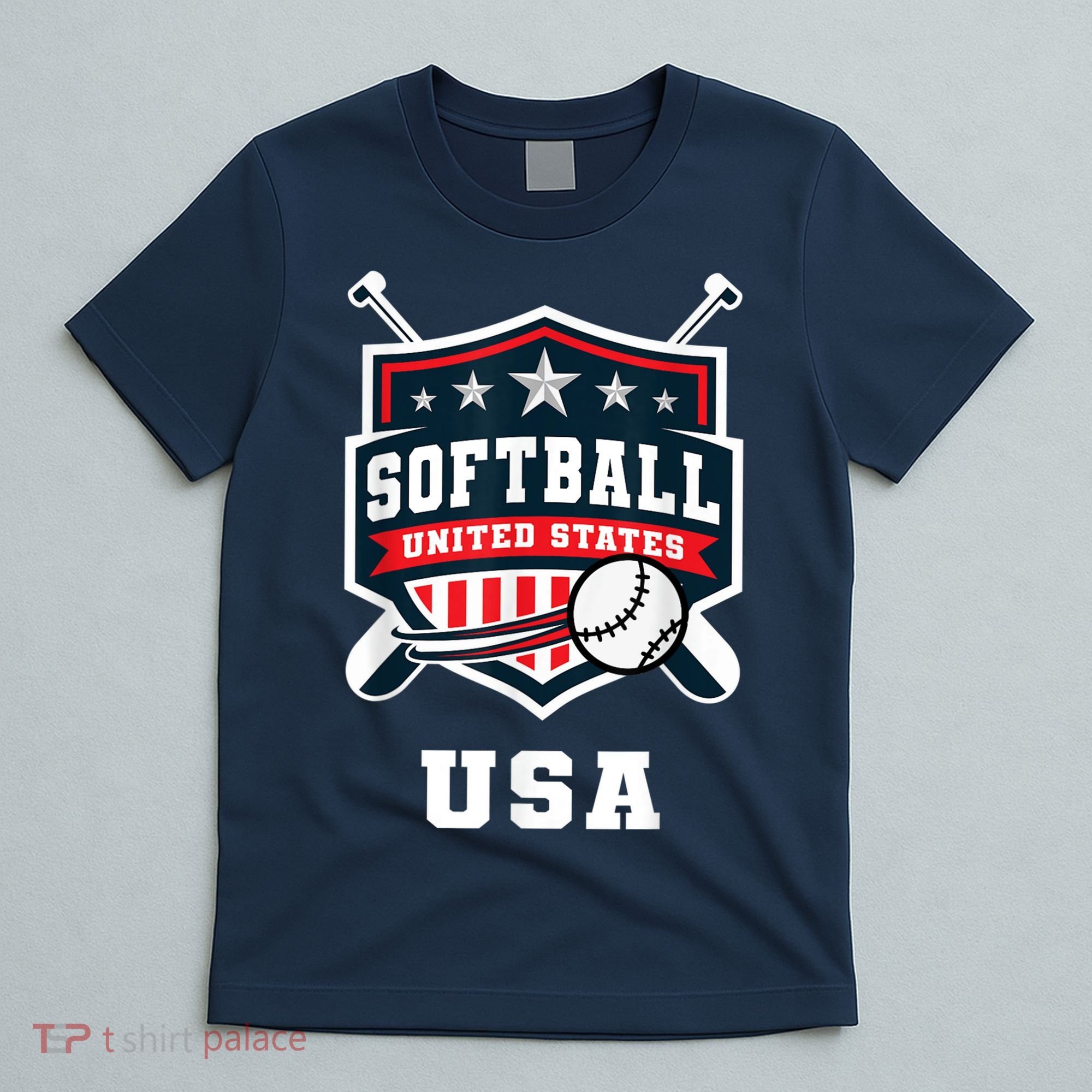 Softball USA Support the Team Shirt USA Flag T-Shirt