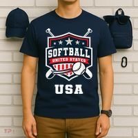 Softball USA Support the Team Shirt USA Flag T-Shirt thumb 6
