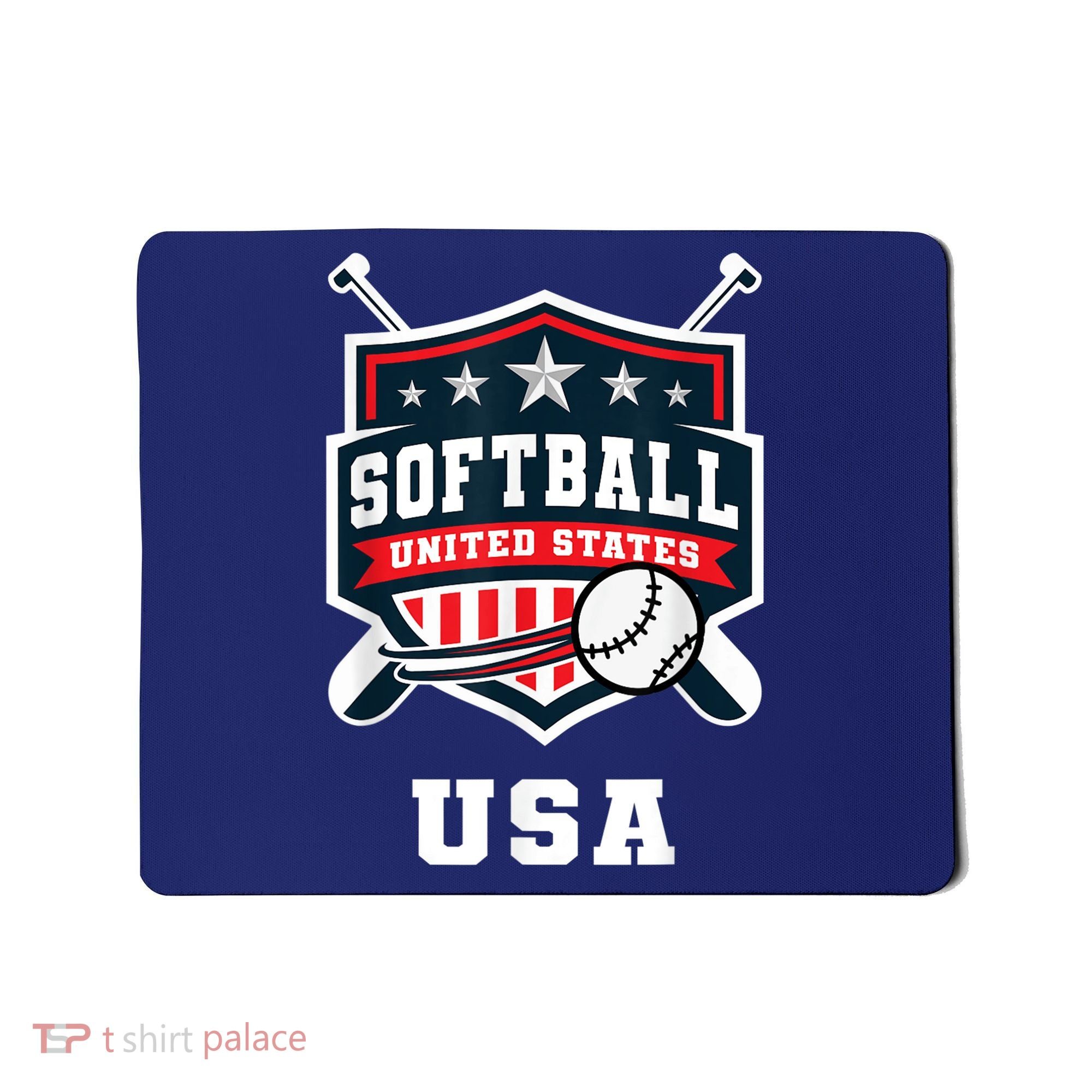 Softball USA Support the Team Shirt USA Flag Mousepad