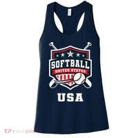 Softball USA Support the Team Shirt USA Flag Women's Tank Top thumb 0