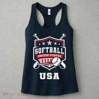 Softball USA Support the Team Shirt USA Flag Women's Tank Top thumb 3