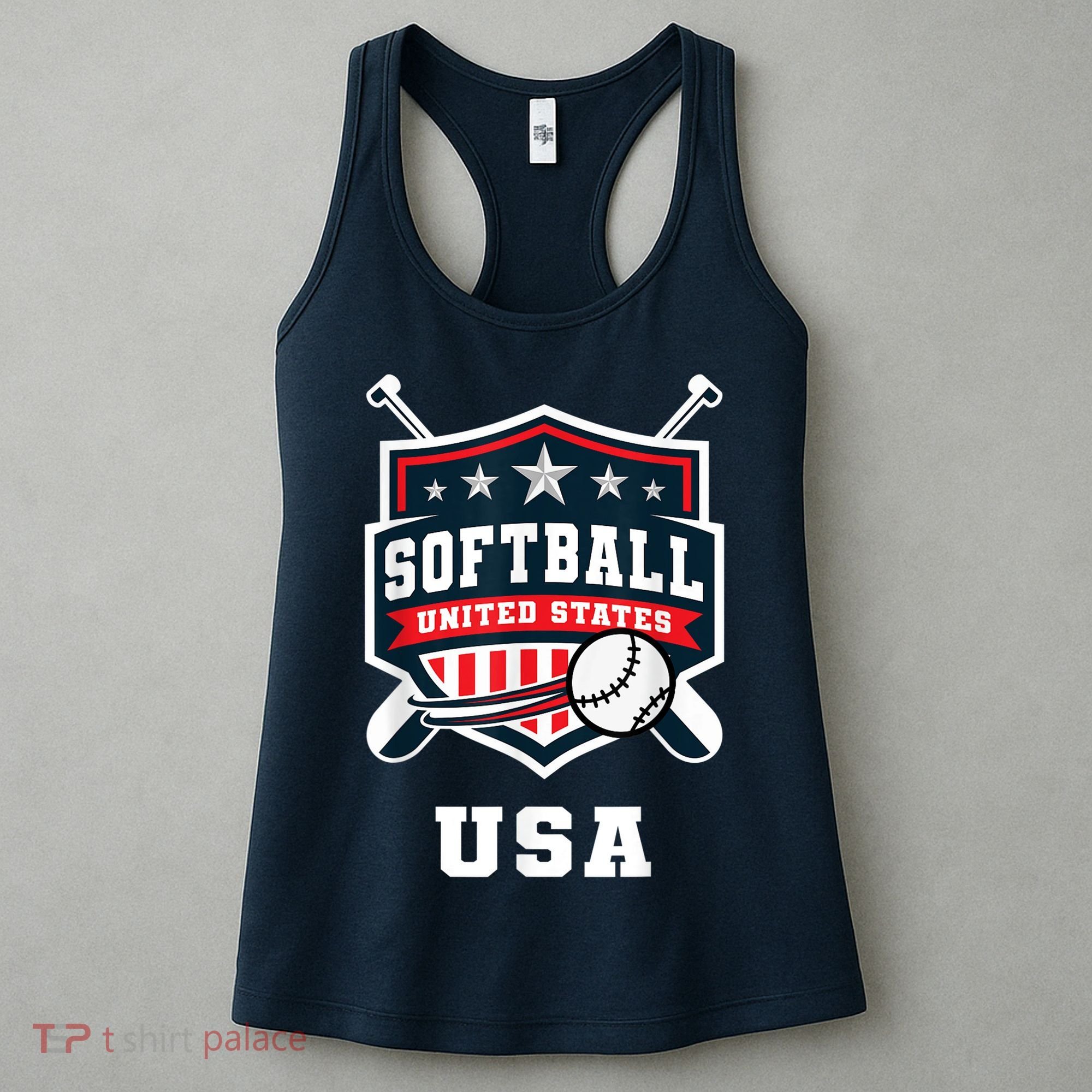 Softball USA Support the Team Shirt USA Flag Women's Tank Top