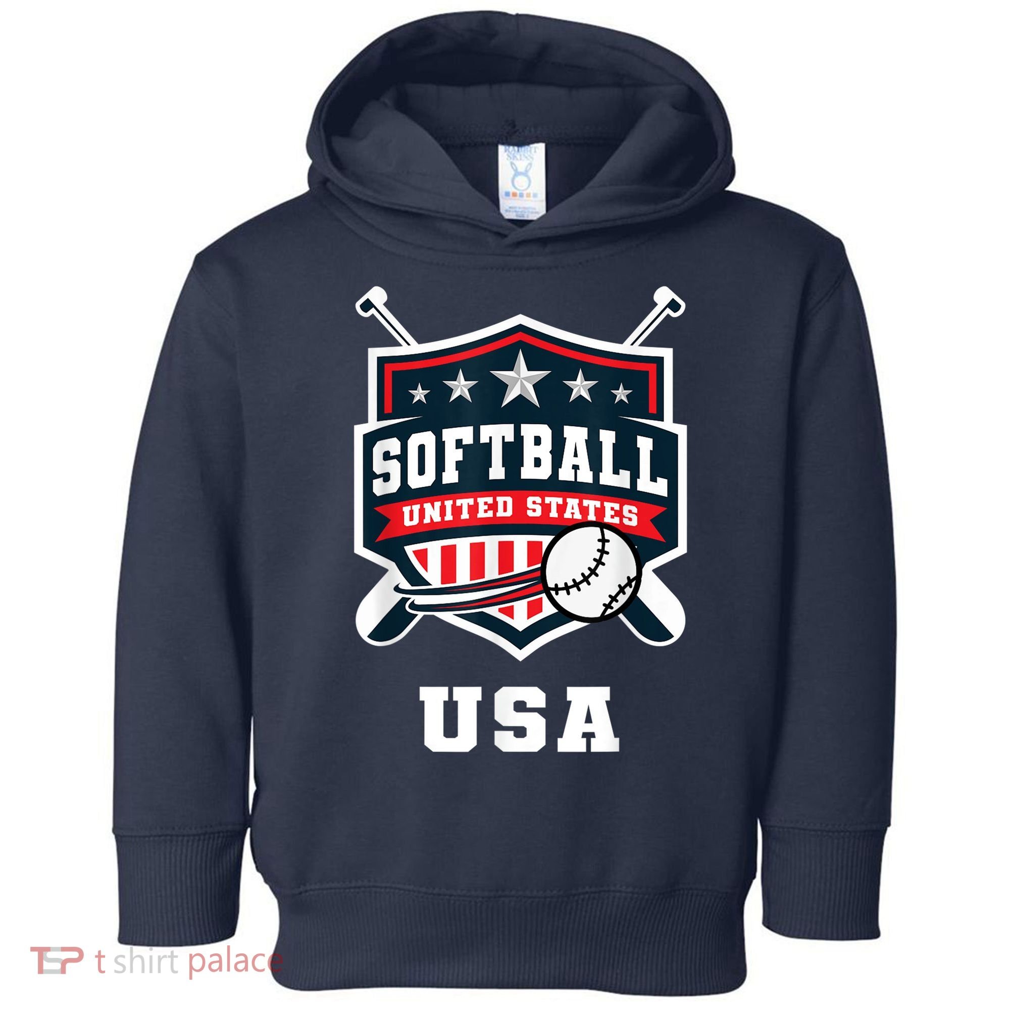 Softball USA Support the Team Shirt USA Flag Toddler Hoodie