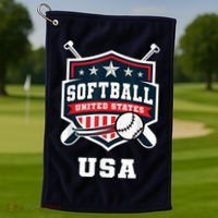 Softball USA Support the Team Shirt USA Flag Golf Towel thumb 1