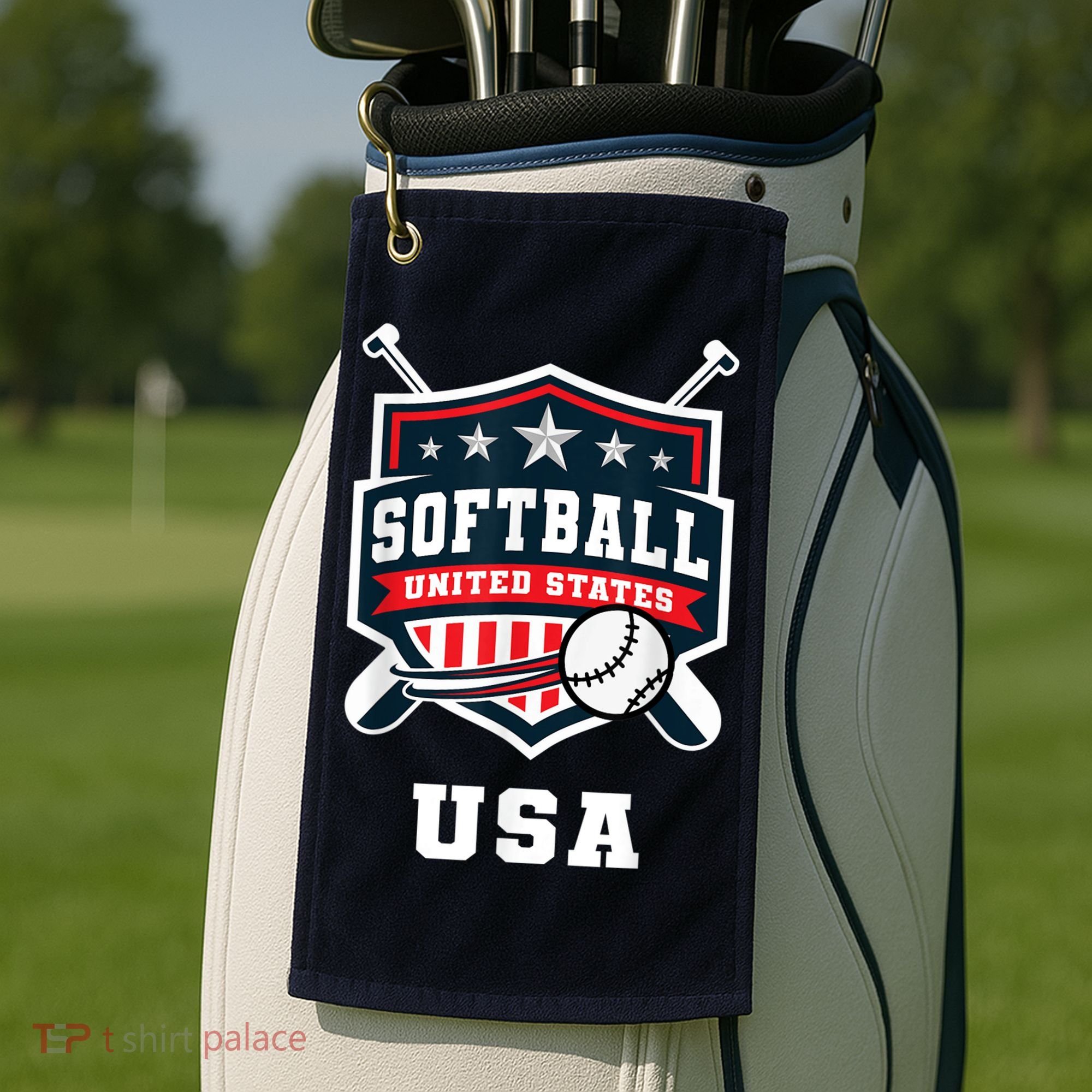 Softball USA Support the Team Shirt USA Flag Golf Towel