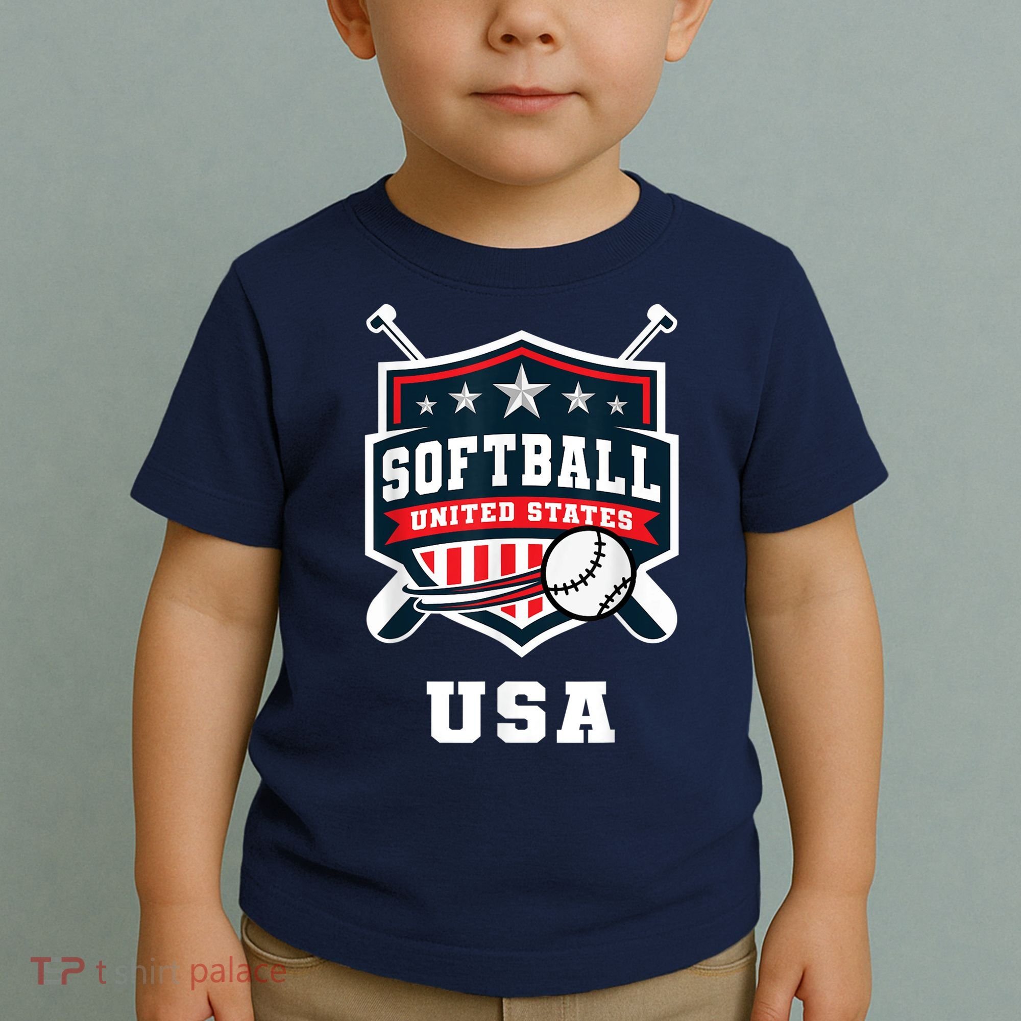 Softball USA Support the Team Shirt USA Flag Toddler T-Shirt