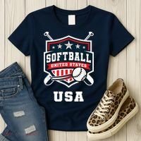 Softball USA Support the Team Shirt USA Flag Women's T-Shirt thumb 3