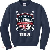 Softball USA Support the Team Shirt USA Flag Kids Sweatshirt thumb 0