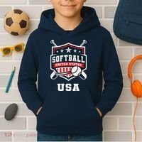 Softball USA Support the Team Shirt USA Flag Kids Hoodie thumb 2