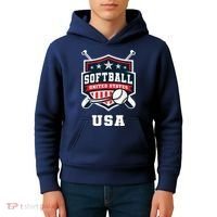 Softball USA Support the Team Shirt USA Flag Kids Hoodie thumb 4