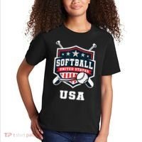 Softball USA Support the Team Shirt USA Flag Kids T-Shirt thumb 2