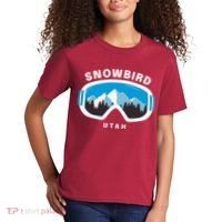 Snowbird Utah Ski Snowboard Goggles Snow Mountain Kids T-Shirt thumb 2