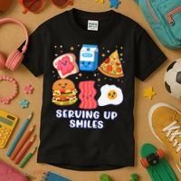 Serving Up Smiles Lunch Lady Kids T-Shirt thumb 3