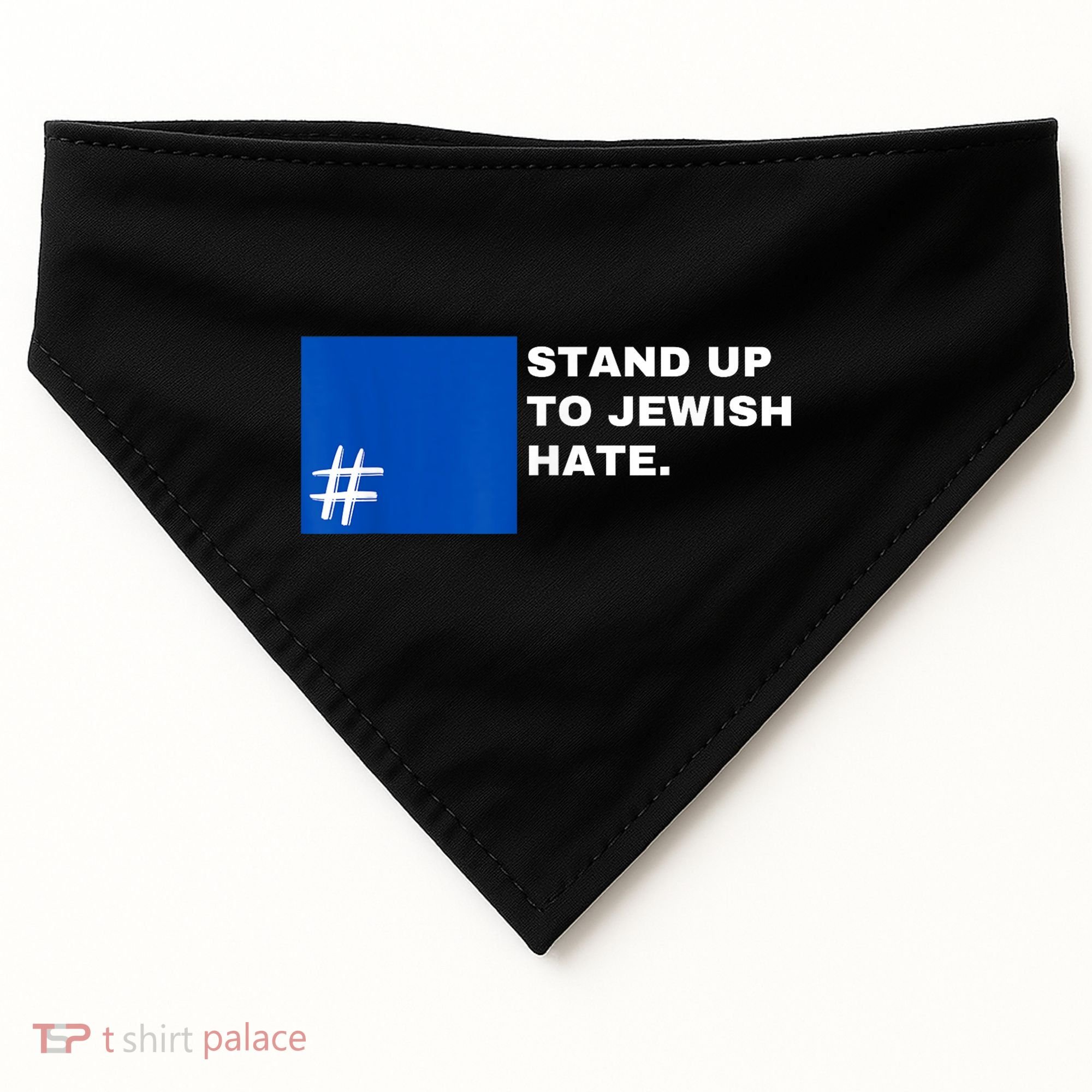 Stand Up To Jewish Hate Blue Square Support Israel USA-Made Doggie Bandana