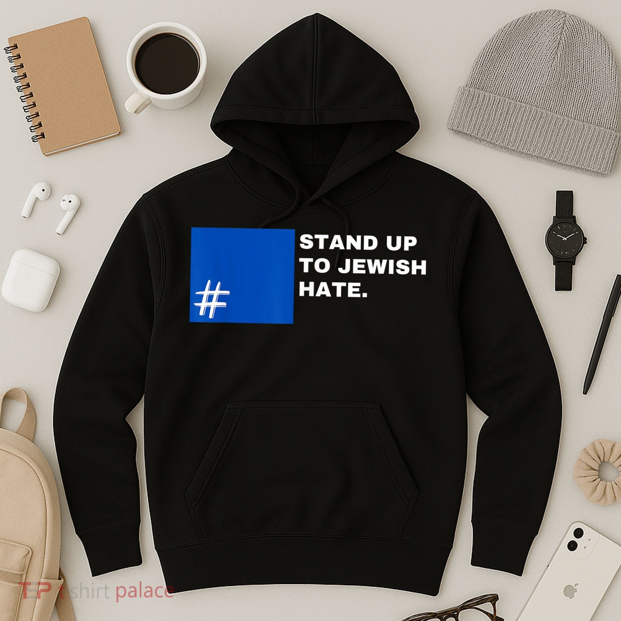 Stand Up To Jewish Hate Blue Square Support Israel Hoodie