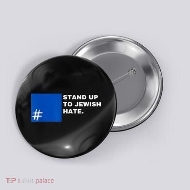 Stand Up To Jewish Hate Blue Square Support Israel Button
