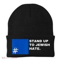 Stand Up To Jewish Hate Blue Square Support Israel Beanie thumb 0
