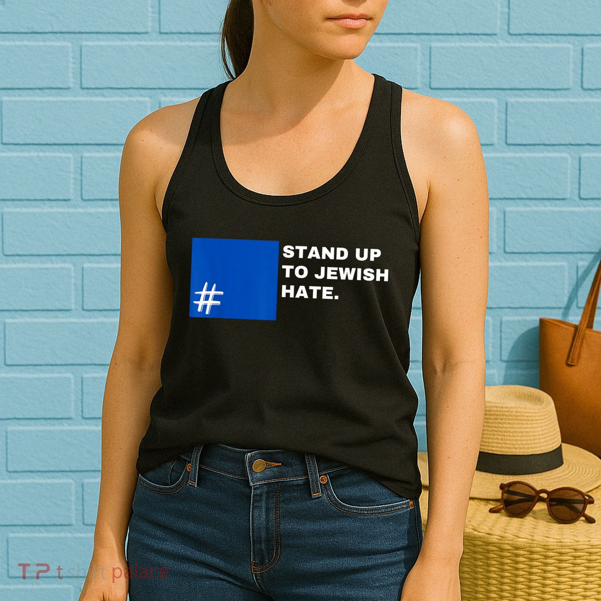 Stand Up To Jewish Hate Blue Square Support Israel Women's Tank Top