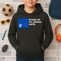Stand Up To Jewish Hate Blue Square Support Israel Kids Hoodie thumb 2
