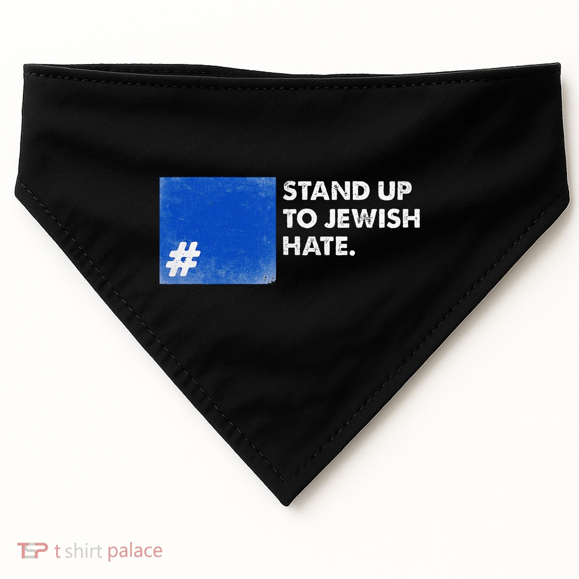 Stand Up To Jewish Hate Blue Square Support Israel  USA-Made Doggie Bandana
