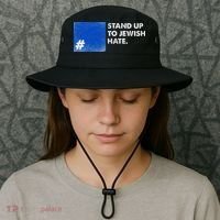 Stand Up To Jewish Hate Blue Square Support Israel  Bucket Hat thumb 3