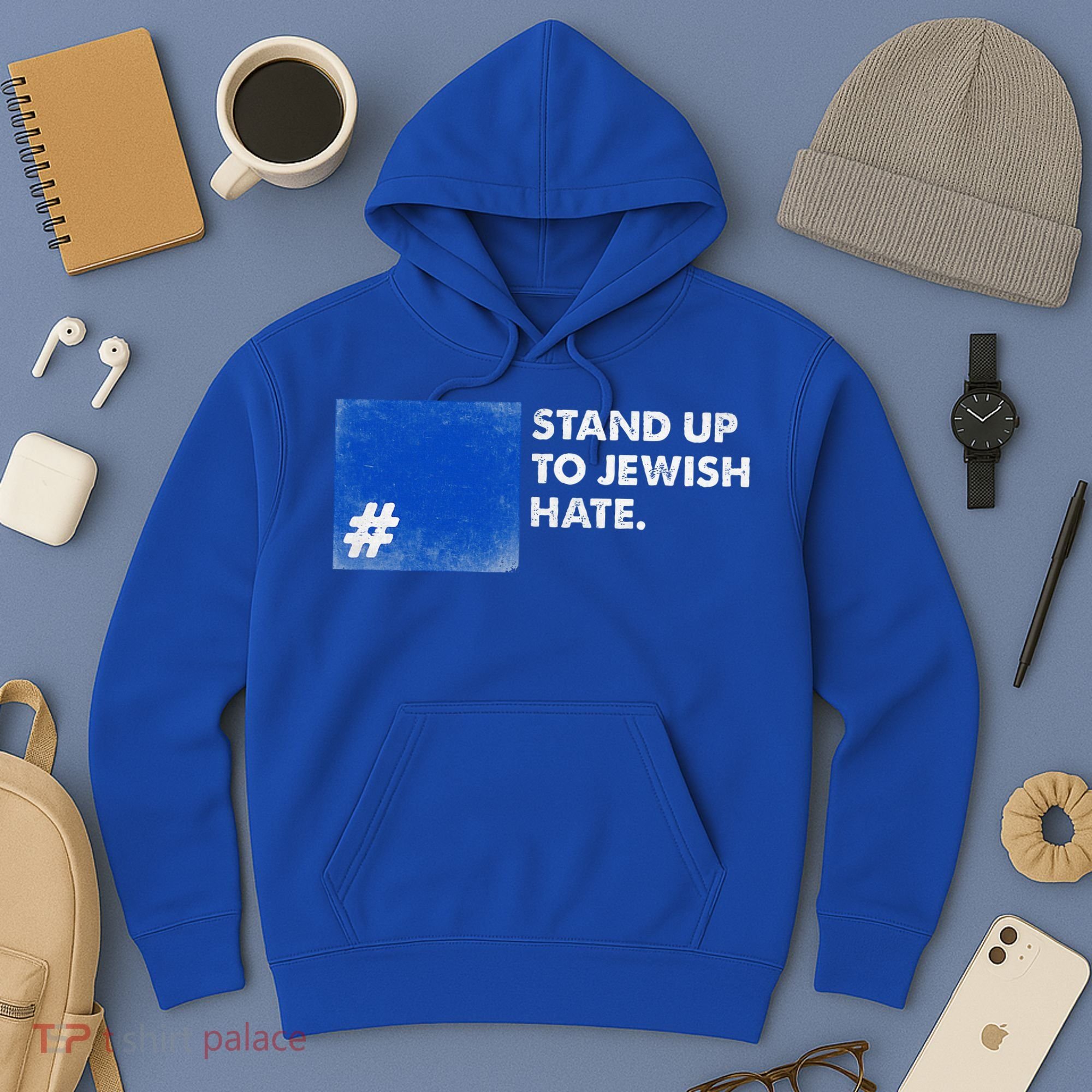 Stand Up To Jewish Hate Blue Square Support Israel  Hoodie