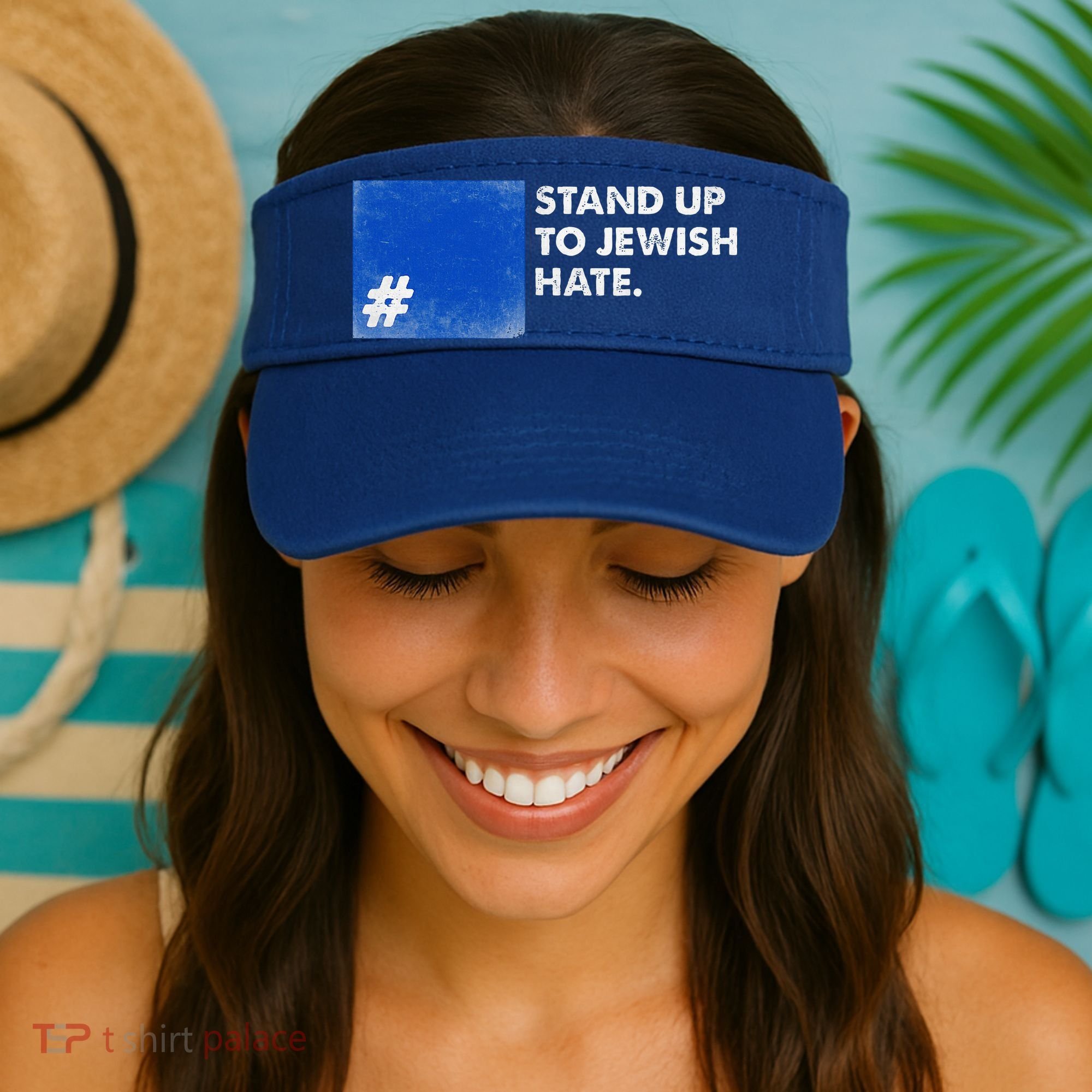 Stand Up To Jewish Hate Blue Square Support Israel  Visor