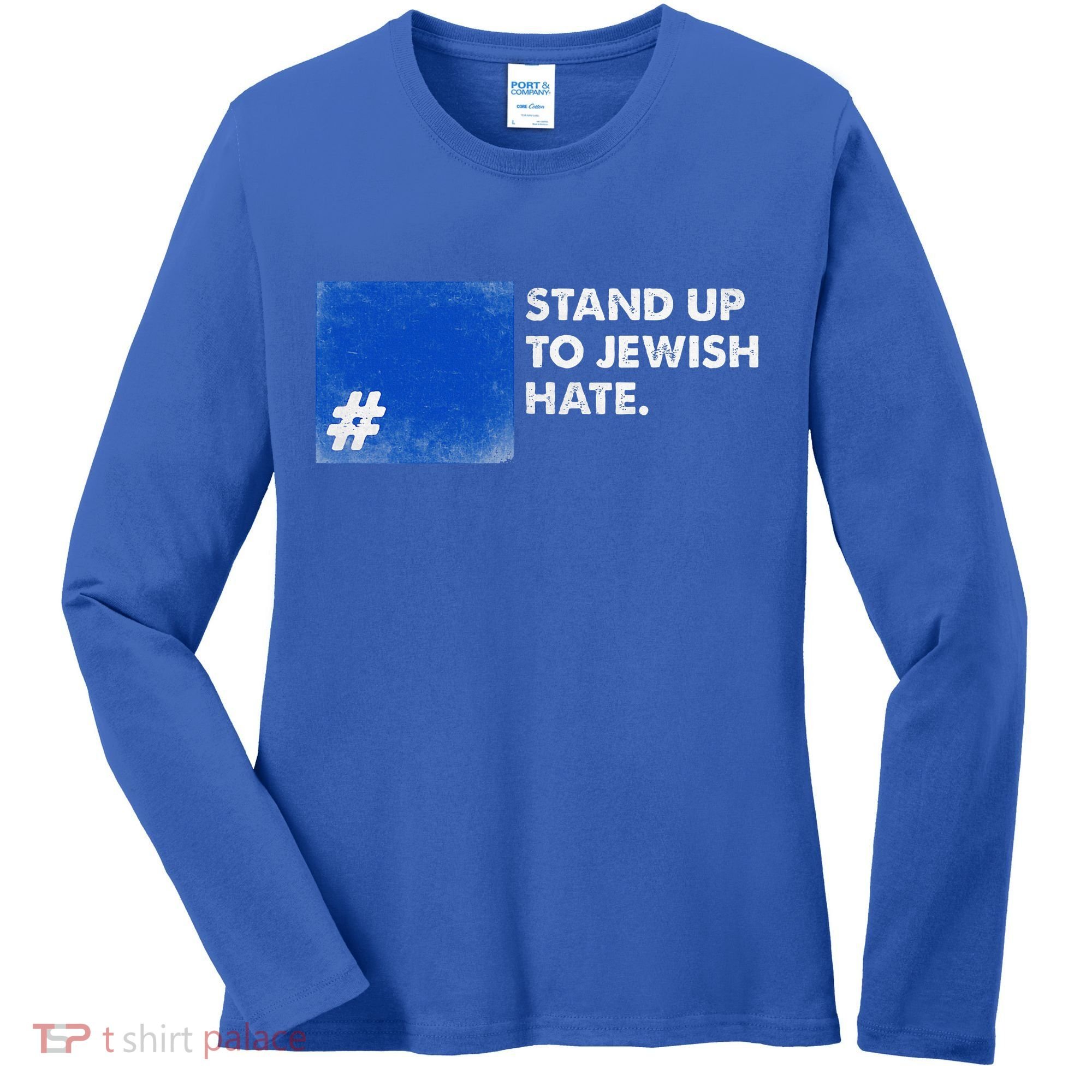 Stand Up To Jewish Hate Blue Square Support Israel  Women's Long Sleeve Shirt