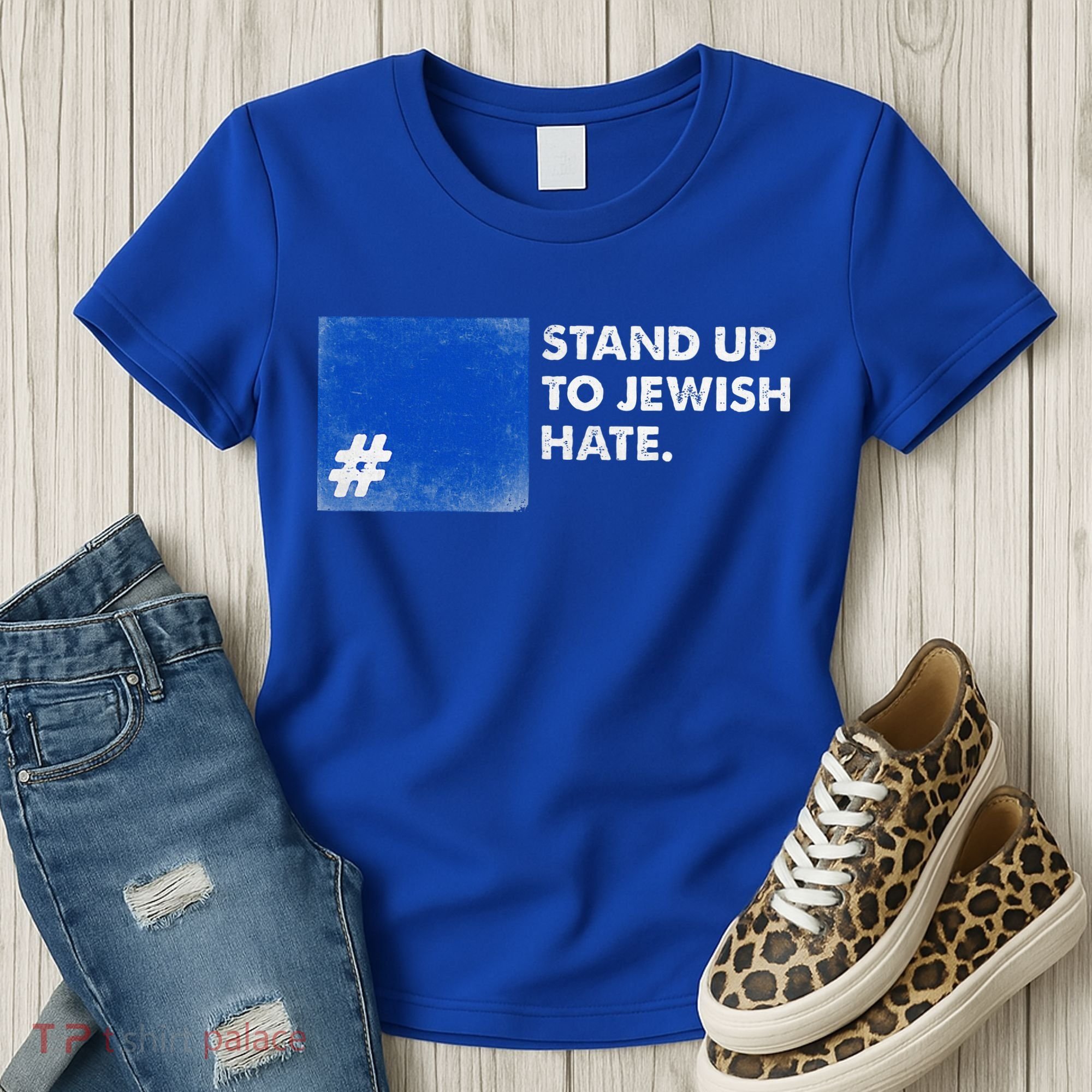 Stand Up To Jewish Hate Blue Square Support Israel  Women's T-Shirt