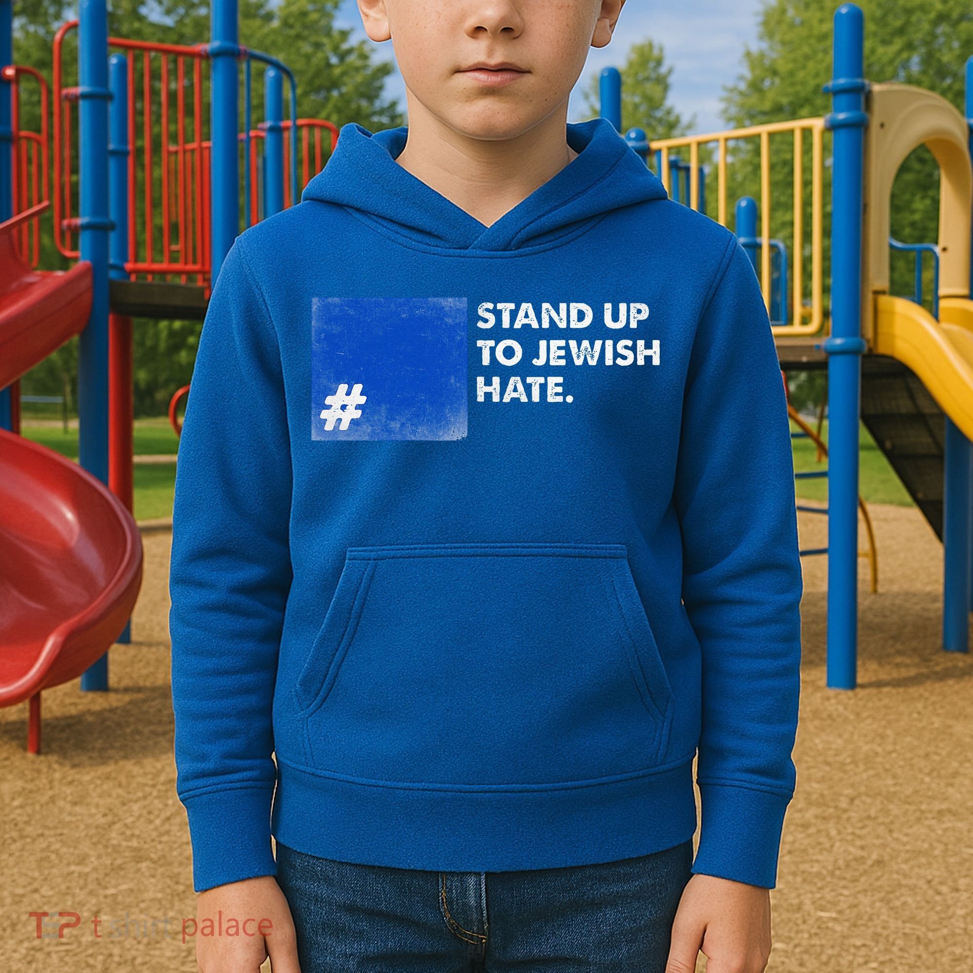 Stand Up To Jewish Hate Blue Square Support Israel  Kids Hoodie