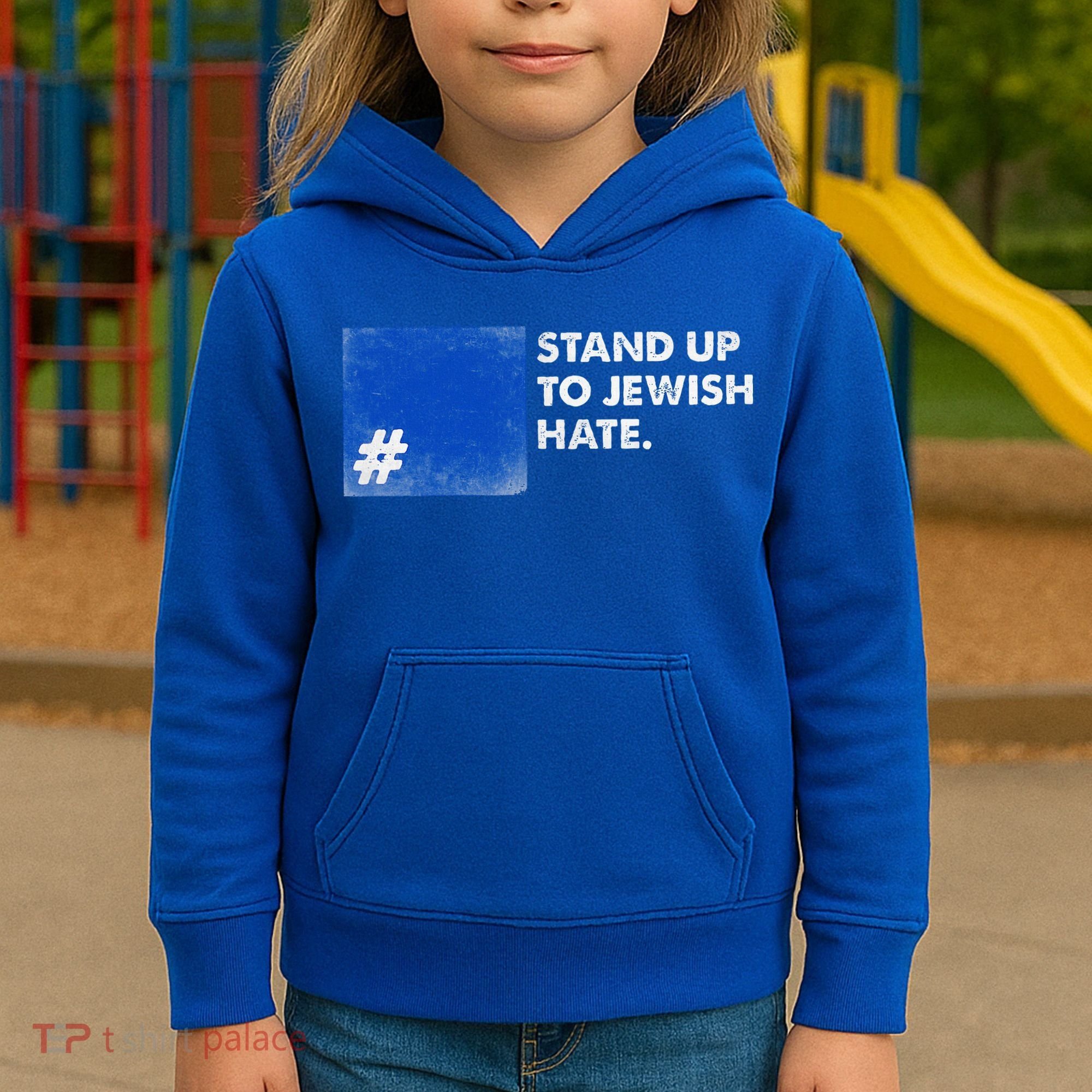 Stand Up To Jewish Hate Blue Square Support Israel  Kids Hoodie