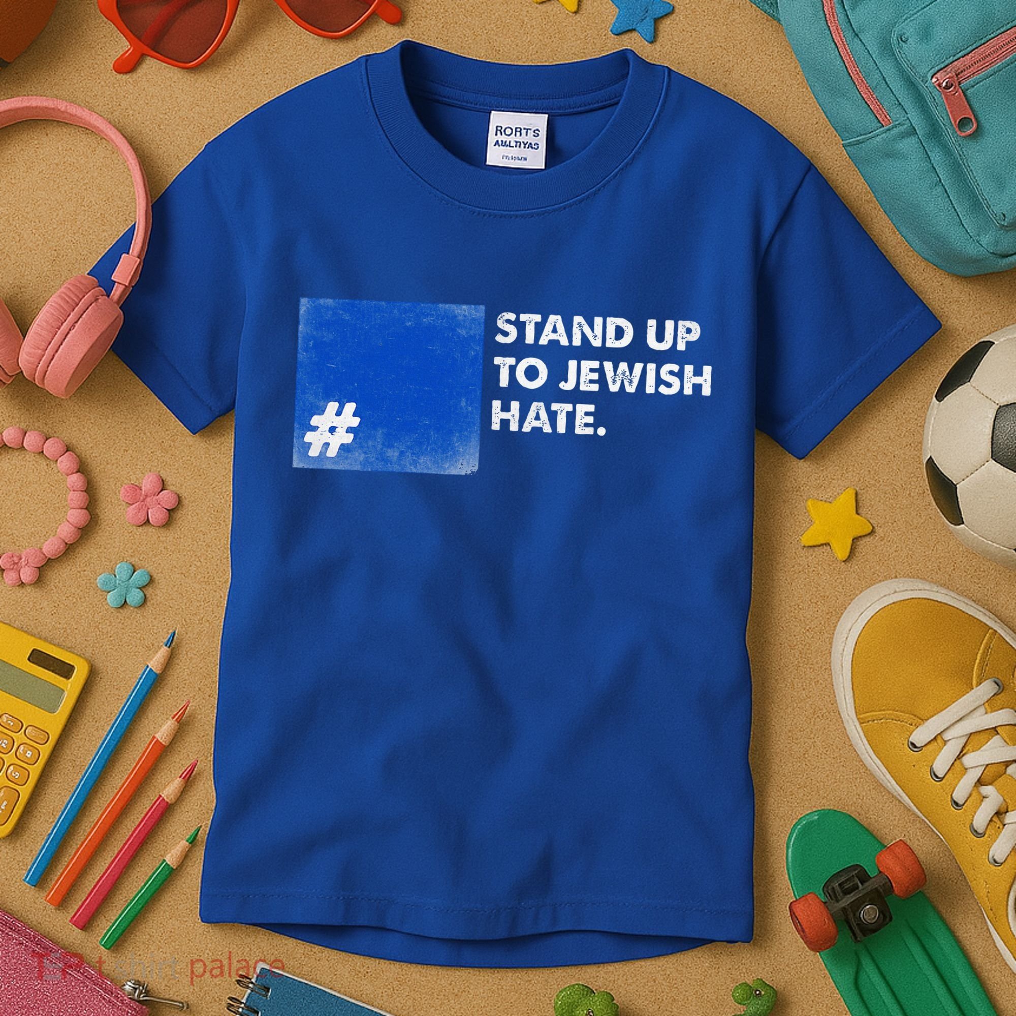 Stand Up To Jewish Hate Blue Square Support Israel  Kids T-Shirt