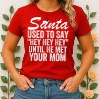 Santa Used To Say Hey Hey Hey Until He Met Your Mom Women's T-Shirt thumb 2