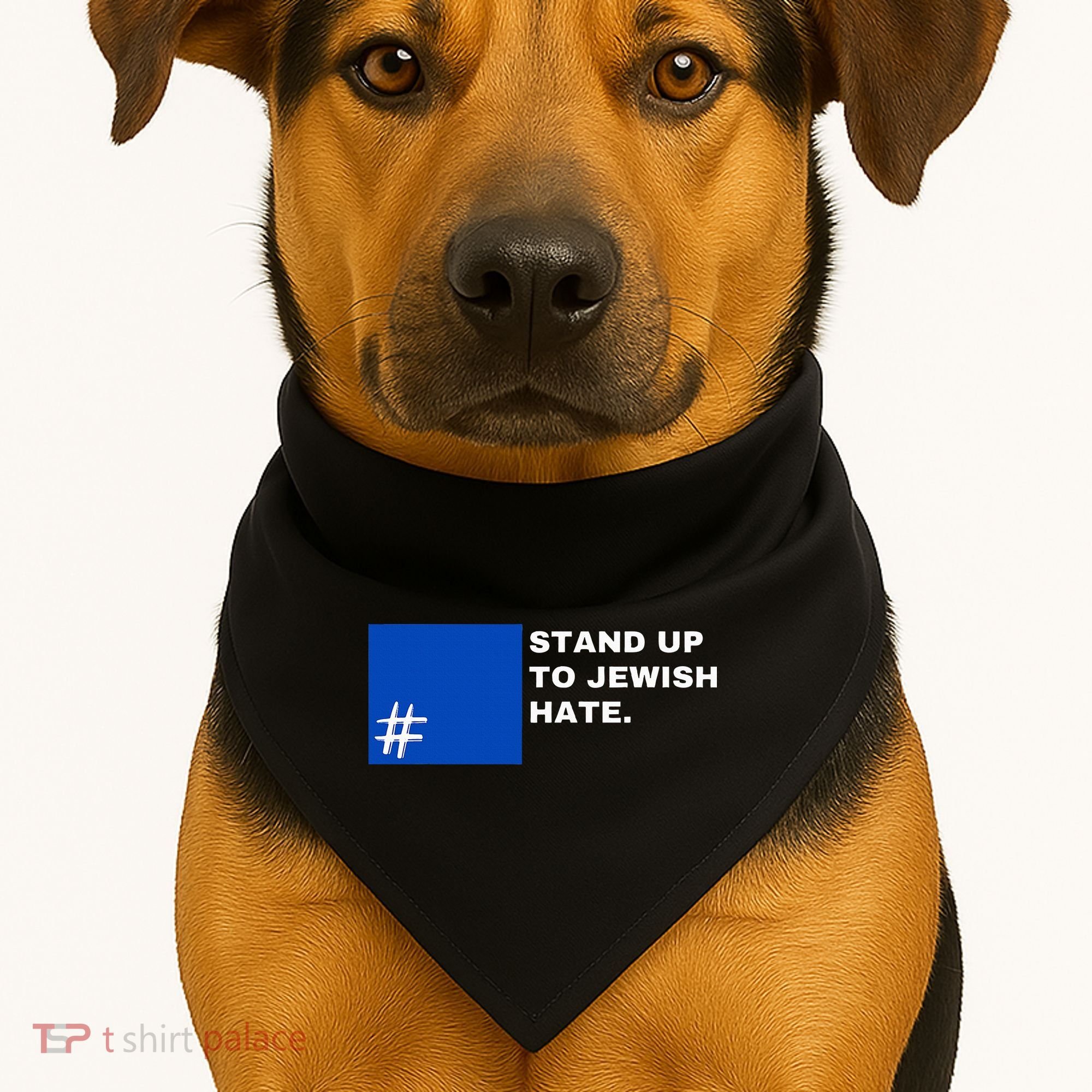 Stand Up To Jewish Hate Blue Square Support Israel  USA-Made Doggie Bandana