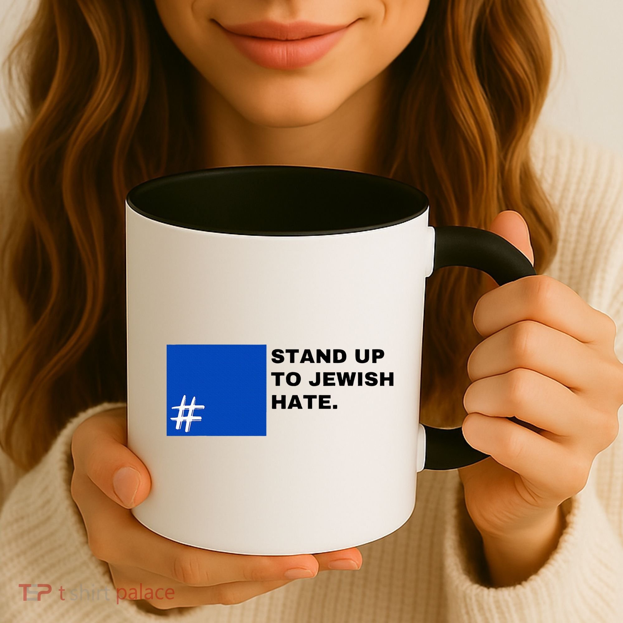 Stand Up To Jewish Hate Blue Square Support Israel  Coffee Mug