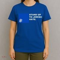 Stand Up To Jewish Hate Blue Square Support Israel  T-Shirt thumb 4