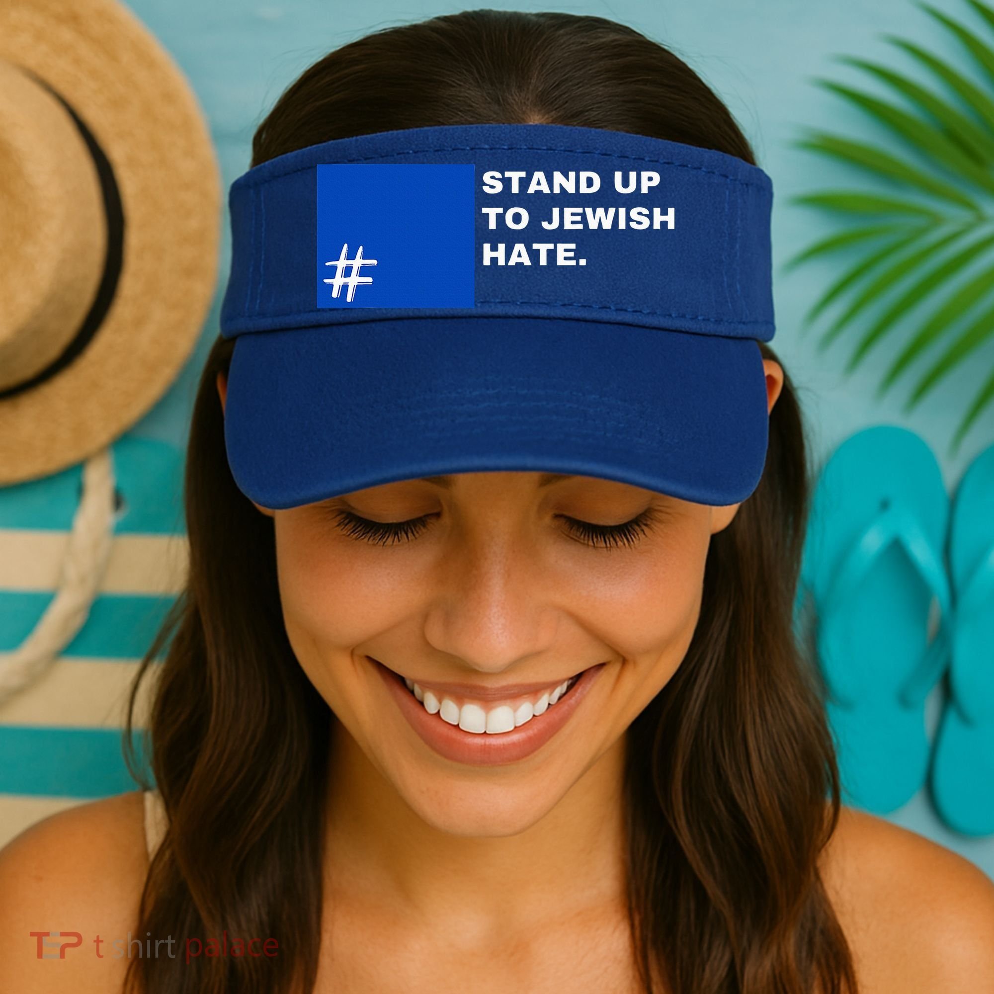 Stand Up To Jewish Hate Blue Square Support Israel  Visor